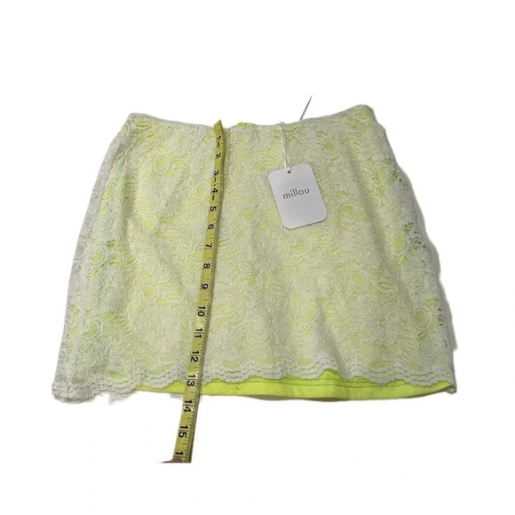 MILLAU NEON YELLOW WHITE LACE SMALL MINI SKIRT​ NWT - Picture 10 of 11